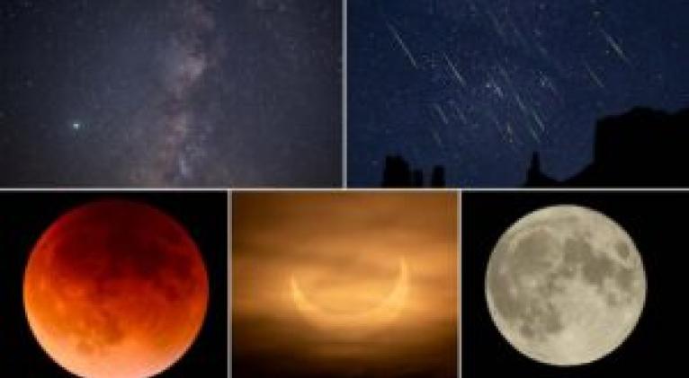 Eclipse solar parcial y lluvias de estrellas, el cielo de octubre