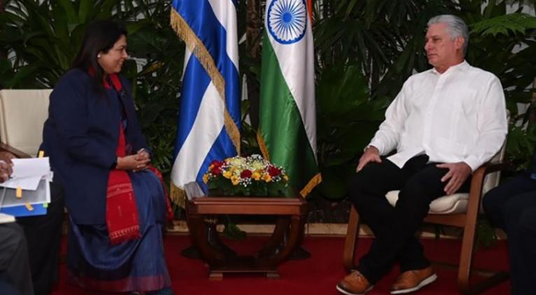 Recibió Presidente cubano a Ministra de Estado de la India (+ VIDEO)