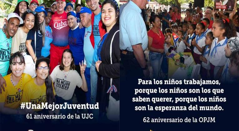 Cuba felicita a su juventud por aniversarios de sus organizaciones