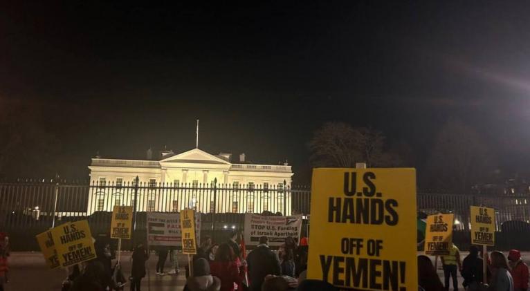 Protestan en Washington por ataques de EE.UU. y Reino Unido contra Yemen