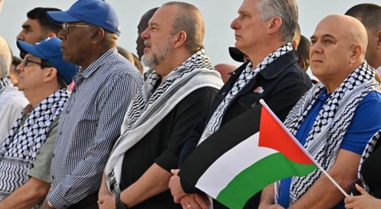 Acompaña Díaz-Canel concentración en apoyo a Palestina