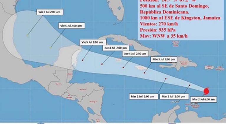 Beryl alcanza la categoría cinco sobre el Caribe oriental