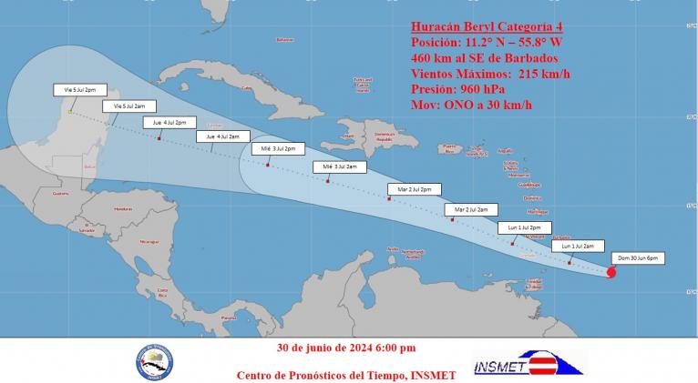 Beryl en la región del Caribe