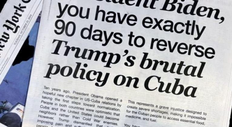 Carta a Biden en TNY Times exige revertir brutal política hacia Cuba