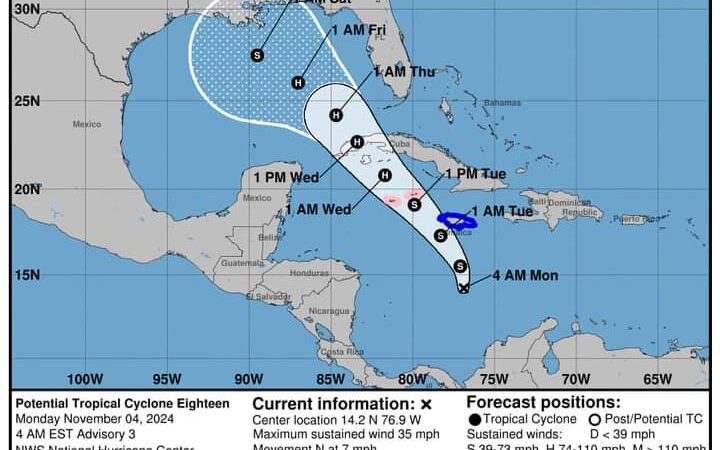 Formada la depresión tropical 18, podría afectar a Cuba como huracán