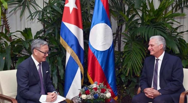 Reciben Díaz-Canel y Marrero a canciller de Laos