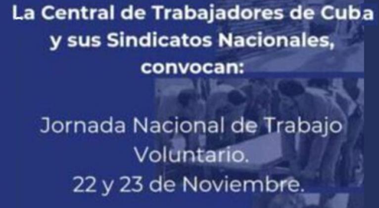 Central de Trabajadores de Cuba convoca para este sábado y domingo a jornada nacional de trabajo voluntario