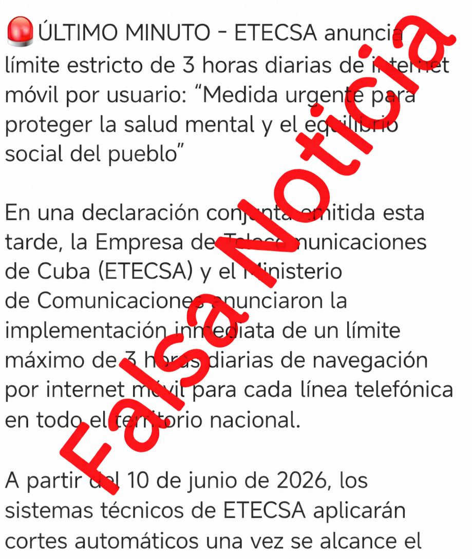 Ministerio de Comunicaciones desmiente restricción de tres horas diarias de internet móvil en Cuba