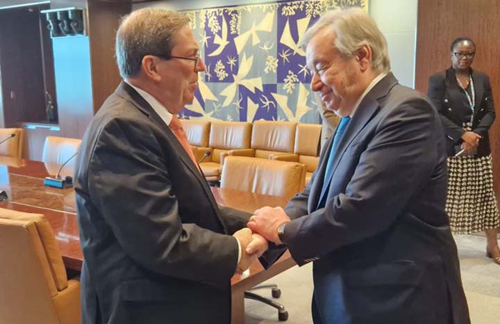 Recibe Secretario General de la ONU a Canciller cubano